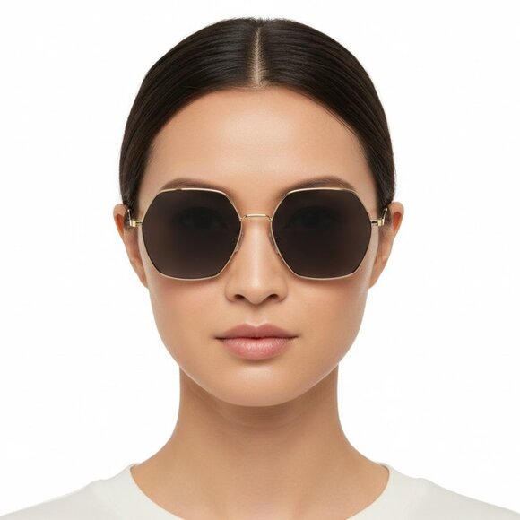 New AuthenticCAROLINA HERRERA Gold Square HER 0183/S RHL9O Sunglasses Women